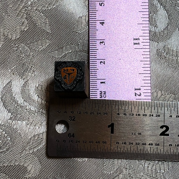 Antique Wooden Print Block Copper F H Star Horse Shield - Picture 3 of 4